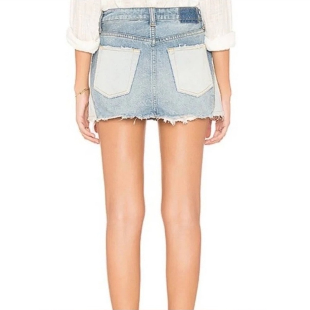 Free People Patched Up Indigo Denim Mini Skirt - Picture 2 of 9